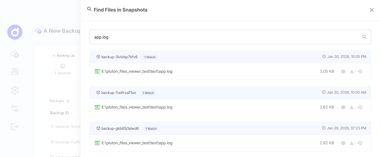 Pluton Finding Files in snapshot